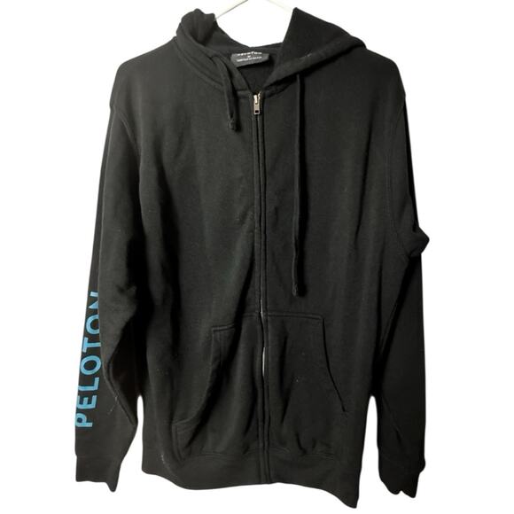 Peloton  Men's Long Sleeve Black Graphic Design Style Zip Front  Sweatshirt Sz M - Picture 1 of 6